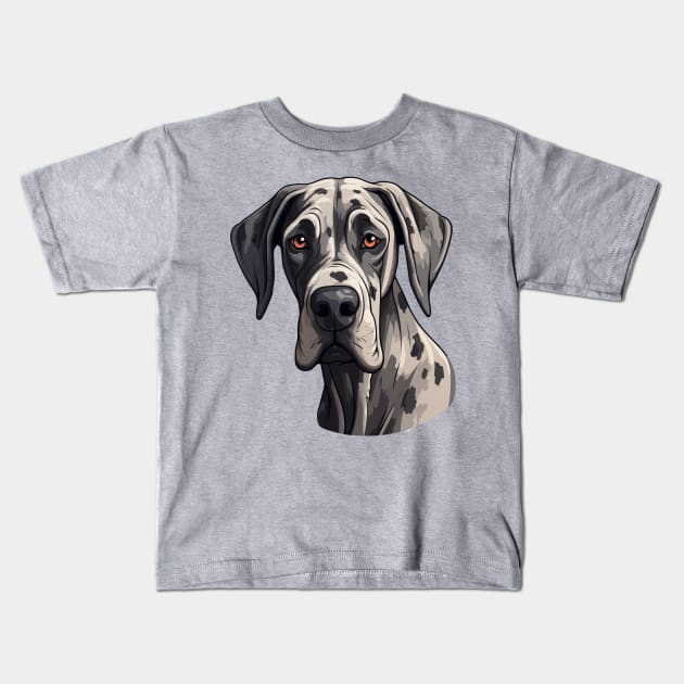 Great Dane Face Kids T-Shirt by JunkyDotCom